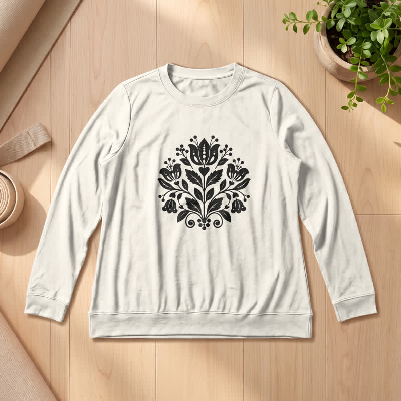 Chemise à manches longues pour femme Olivenorma en mélange de coton doux à imprimé floral folk - Couleur sable - 2XL - image 9