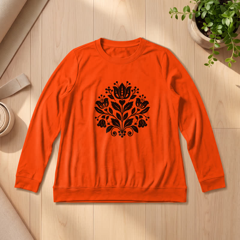 Chemise à manches longues pour femme Olivenorma en mélange de coton doux à imprimé floral folk - Orange - 2XL - image 27