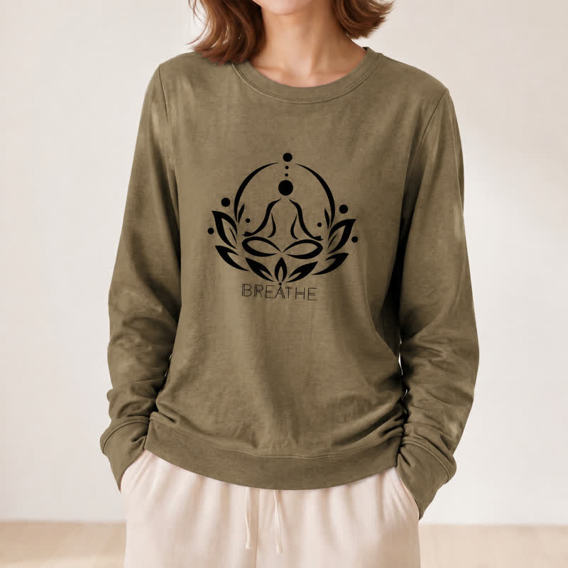 Chemise à manches longues pour femme Olivenorma en mélange de coton Breathe avec imprimé lotus - image 26