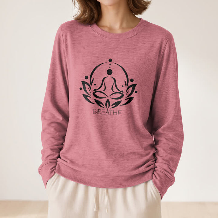 Chemise à manches longues pour femme Olivenorma en mélange de coton Breathe avec imprimé lotus - image 8