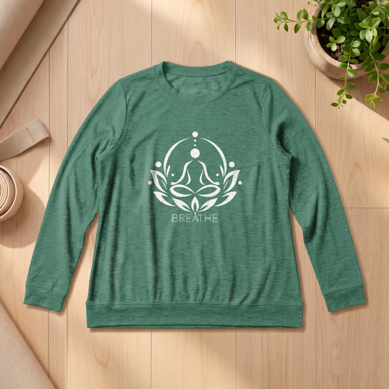 Chemise à manches longues pour femme Olivenorma en mélange de coton Breathe avec imprimé lotus - Vert vintage - 2XL - image 21