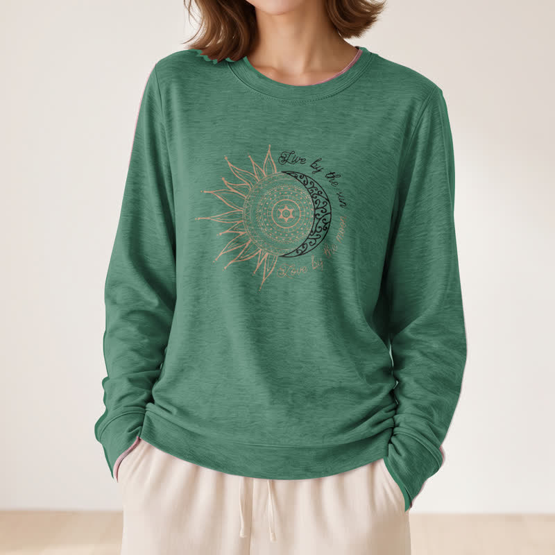 Chemise à manches longues pour femme Olivenorma en mélange de coton doux avec imprimé mandala soleil et lune - image 2