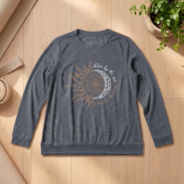 Chemise à manches longues pour femme Olivenorma en mélange de coton doux avec imprimé mandala soleil et lune - Gris chiné - 2XL - image 15