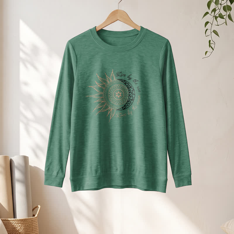 Chemise à manches longues pour femme Olivenorma en mélange de coton doux avec imprimé mandala soleil et lune - image 1