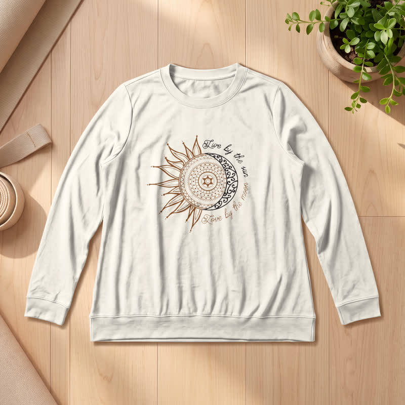Chemise à manches longues pour femme Olivenorma en mélange de coton doux avec imprimé mandala soleil et lune - Couleur sable - 2XL - image 12