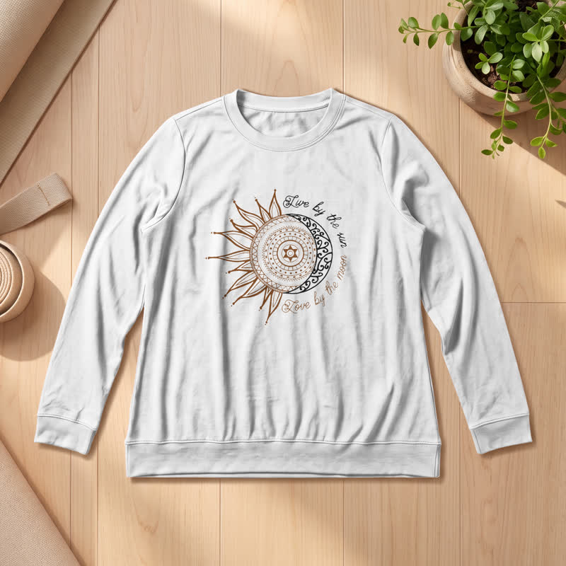 Chemise à manches longues pour femme Olivenorma en mélange de coton doux avec imprimé mandala soleil et lune - Blanc - 2XL - image 3