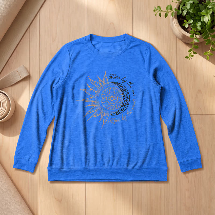 Chemise à manches longues pour femme Olivenorma en mélange de coton doux avec imprimé mandala soleil et lune - Bleu vintage - 2XL - image 18