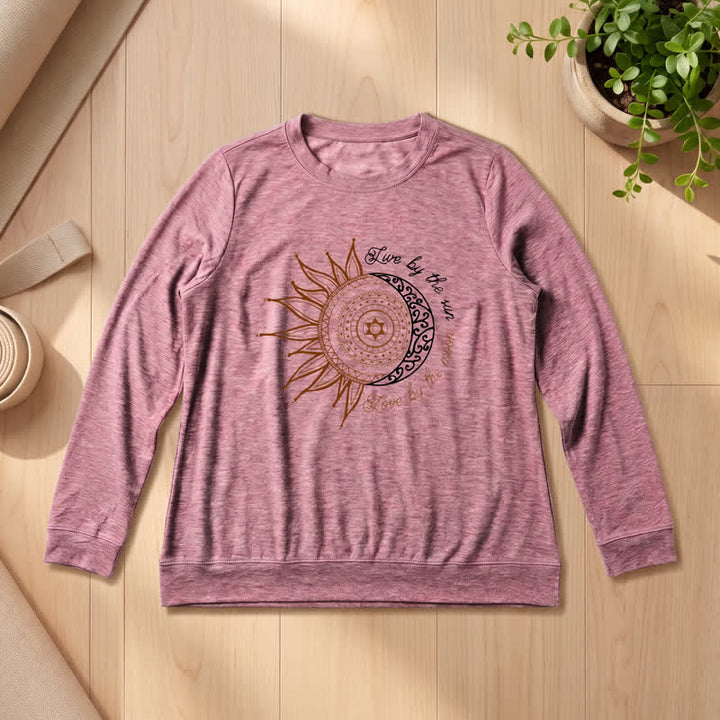 Chemise à manches longues pour femme Olivenorma en mélange de coton doux avec imprimé mandala soleil et lune - Or rose - 2XL - image 9