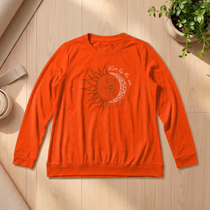 Chemise à manches longues pour femme Olivenorma en mélange de coton doux avec imprimé mandala soleil et lune - Orange - 2XL - image 27