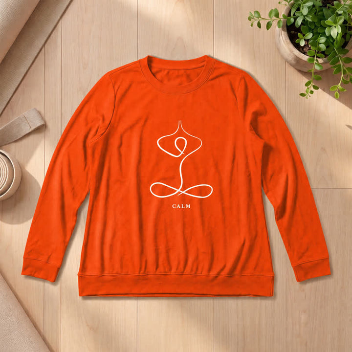 T-shirt à manches longues pour femme Olivenorma en mélange de coton, imprimé « Breath & Calm Line Art Print ». - image 55