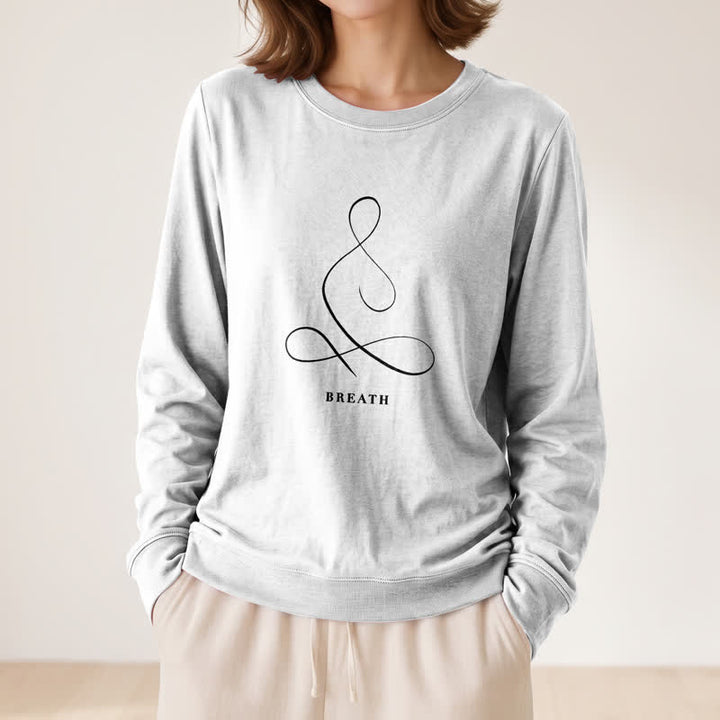 T-shirt à manches longues pour femme Olivenorma en mélange de coton, imprimé « Breath & Calm Line Art Print ». - image 11