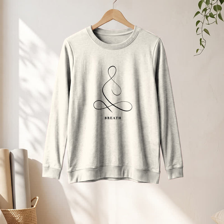 T-shirt à manches longues pour femme Olivenorma en mélange de coton, imprimé « Breath & Calm Line Art Print ». - image 4
