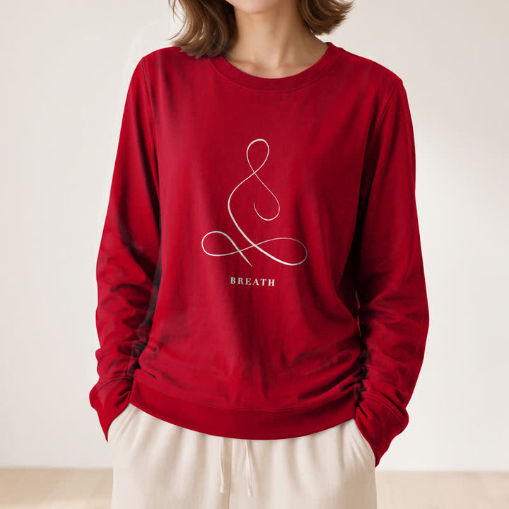 T-shirt à manches longues pour femme Olivenorma en mélange de coton, imprimé « Breath & Calm Line Art Print ». - image 65
