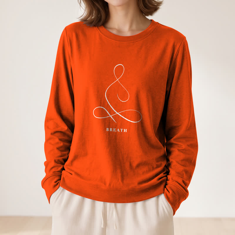 T-shirt à manches longues pour femme Olivenorma en mélange de coton, imprimé « Breath & Calm Line Art Print ». - image 59