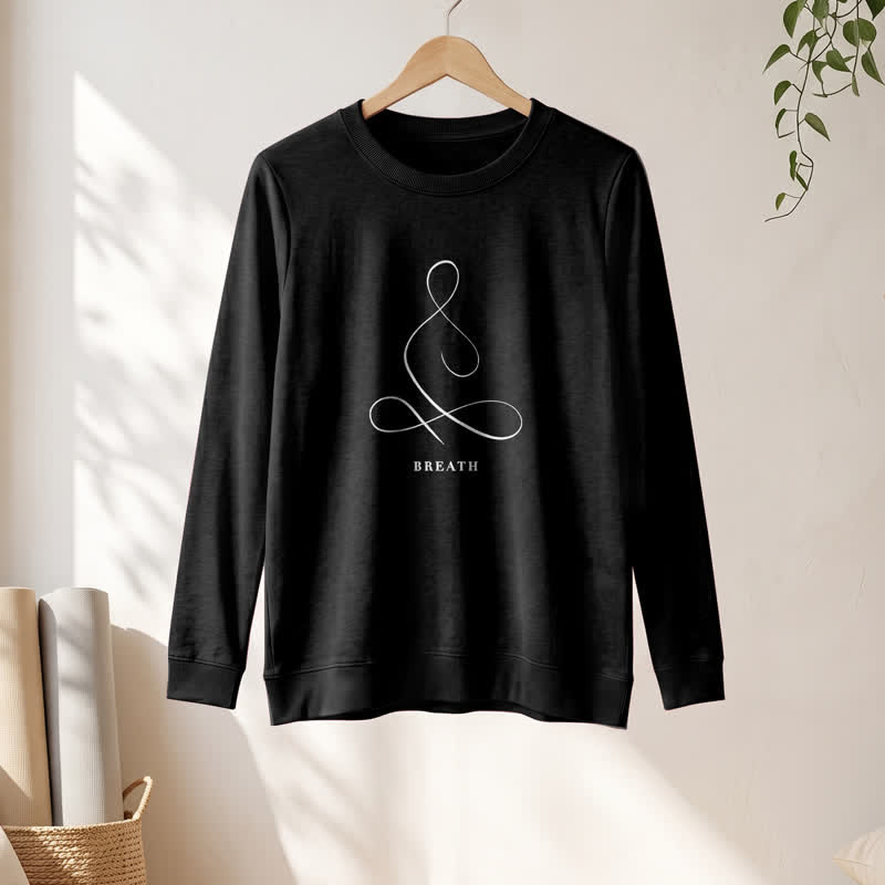 T-shirt à manches longues pour femme Olivenorma en mélange de coton, imprimé « Breath & Calm Line Art Print ». - image 16