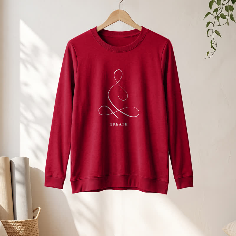 T-shirt à manches longues pour femme Olivenorma en mélange de coton, imprimé « Breath & Calm Line Art Print ». - image 64
