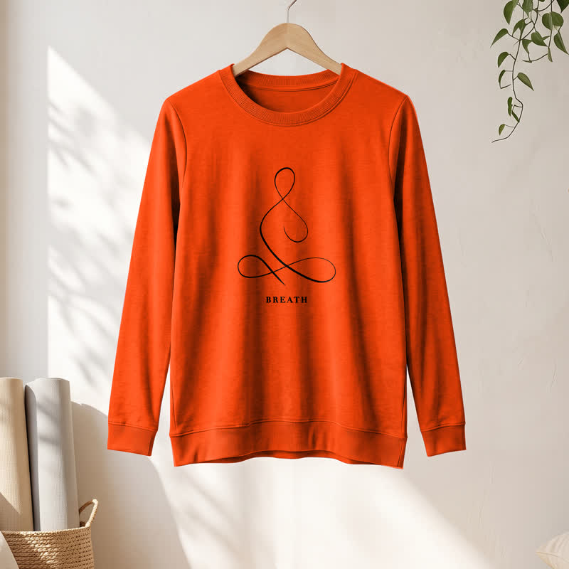 T-shirt à manches longues pour femme Olivenorma en mélange de coton, imprimé « Breath & Calm Line Art Print ». - image 58