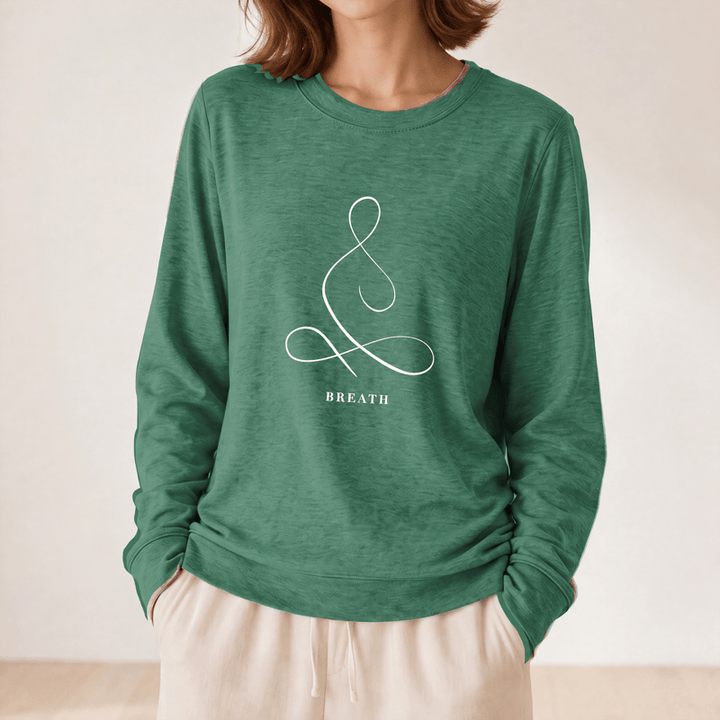 T-shirt à manches longues pour femme Olivenorma en mélange de coton, imprimé « Breath & Calm Line Art Print ». - image 47
