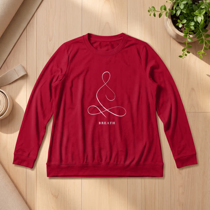 T-shirt à manches longues pour femme Olivenorma en mélange de coton, imprimé « Breath & Calm Line Art Print ». - HALEINE - Vin - 2XL - image 63