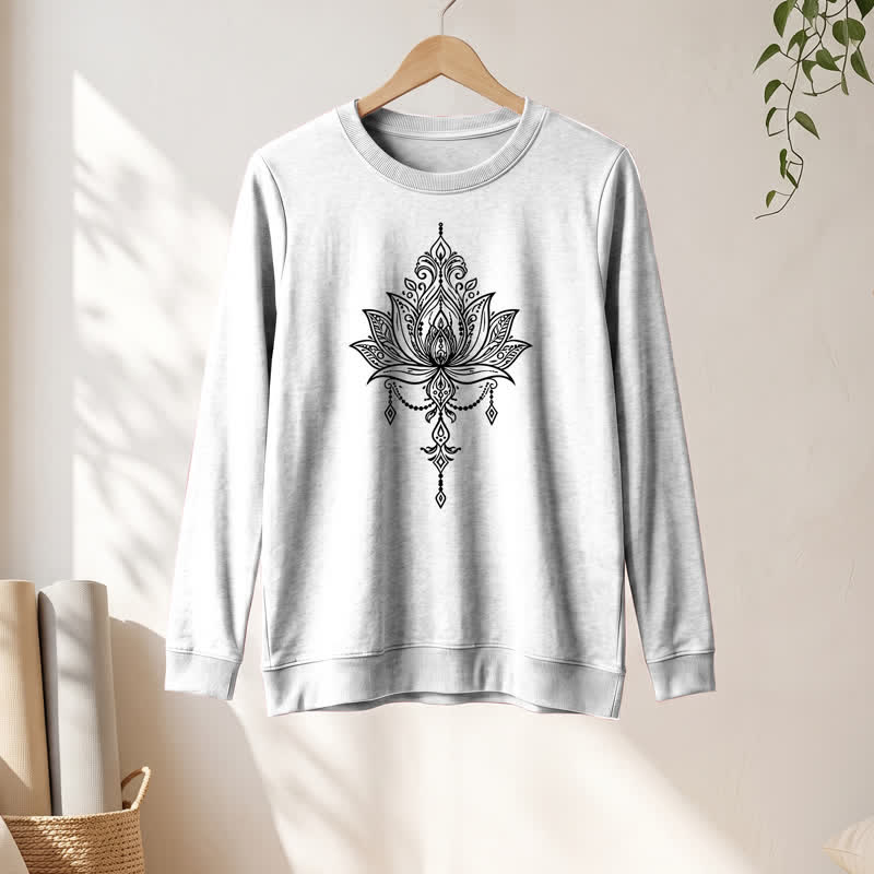 Chemise à manches longues pour femme Olivenorma en mélange de coton doux à imprimé lotus orné - image 4