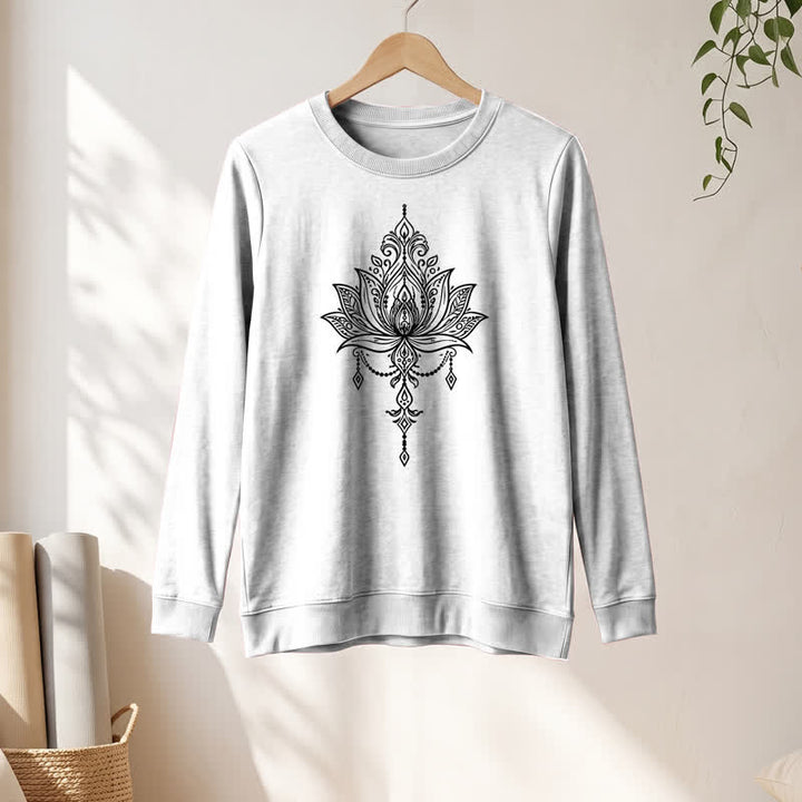 Chemise à manches longues pour femme Olivenorma en mélange de coton doux à imprimé lotus orné - image 4
