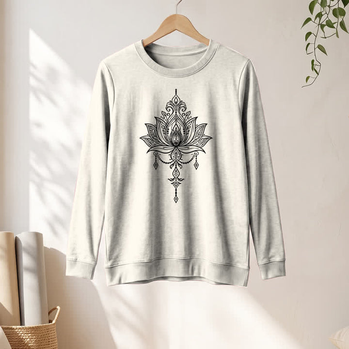Chemise à manches longues pour femme Olivenorma en mélange de coton doux à imprimé lotus orné - image 13
