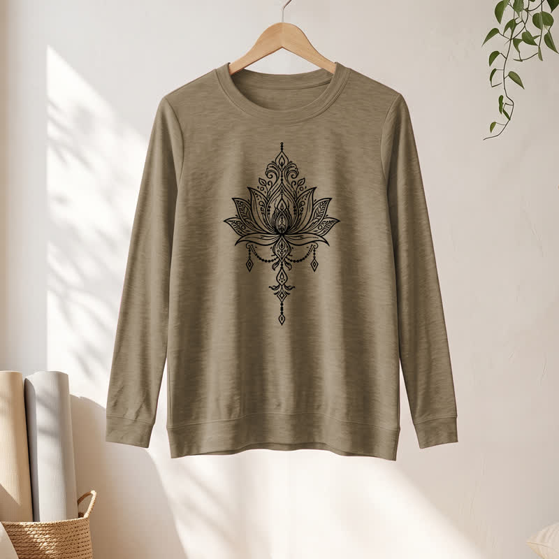 Chemise à manches longues pour femme Olivenorma en mélange de coton doux à imprimé lotus orné - image 25