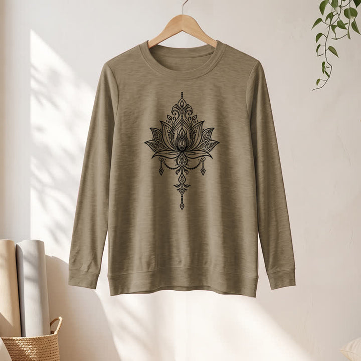 Chemise à manches longues pour femme Olivenorma en mélange de coton doux à imprimé lotus orné - image 25