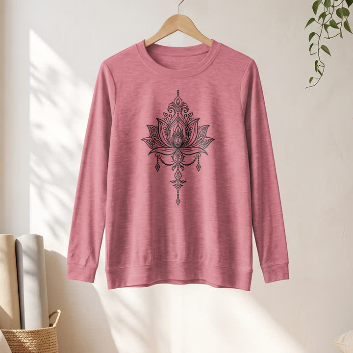 Chemise à manches longues pour femme Olivenorma en mélange de coton doux à imprimé lotus orné - image 10