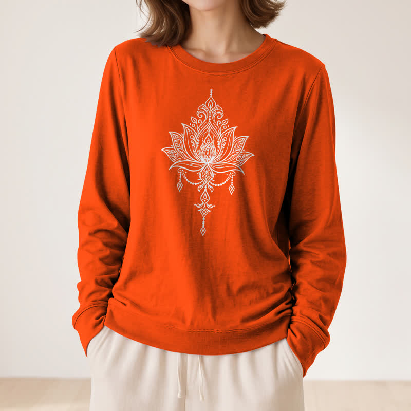 Chemise à manches longues pour femme Olivenorma en mélange de coton doux à imprimé lotus orné - image 29