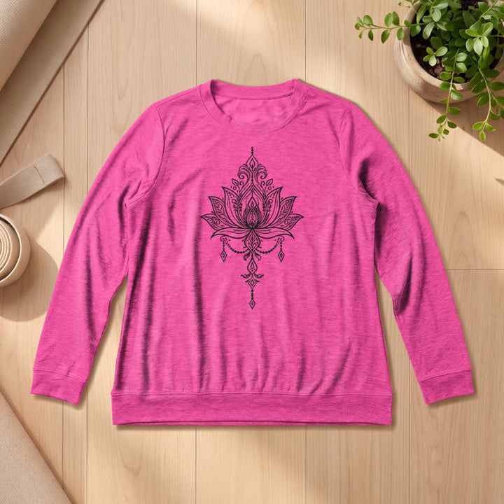 Chemise à manches longues pour femme Olivenorma en mélange de coton doux à imprimé lotus orné - Rose - 2XL - image 21