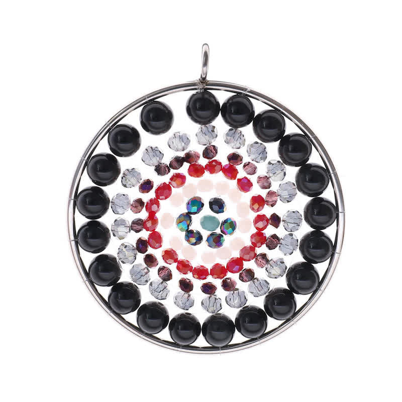 Collier avec pendentif rond en cristal et fleur de datura Olivenorma