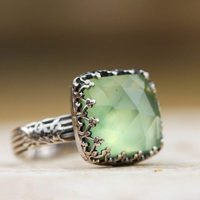 Bague en pierre de lune verte Olivenorma The Goddess Energy - Pierre de lune verte - Taille britannique T1/2 (US 10) - image 0