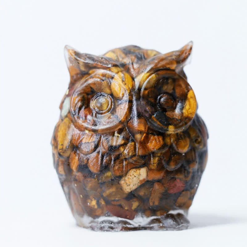Décoration en pierre précieuse en forme de hibou mignon en cristal naturel Olivenorma
