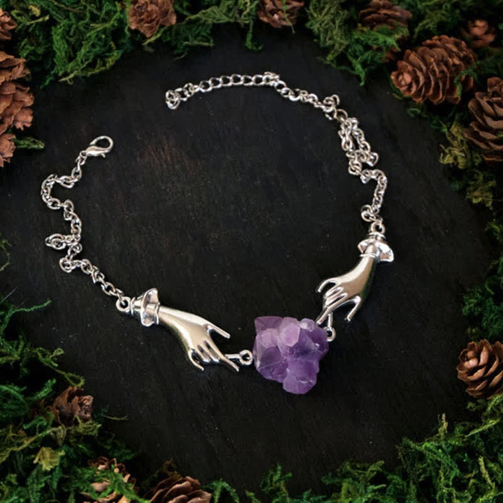 Collier de guérison à la main d'ange en améthyste