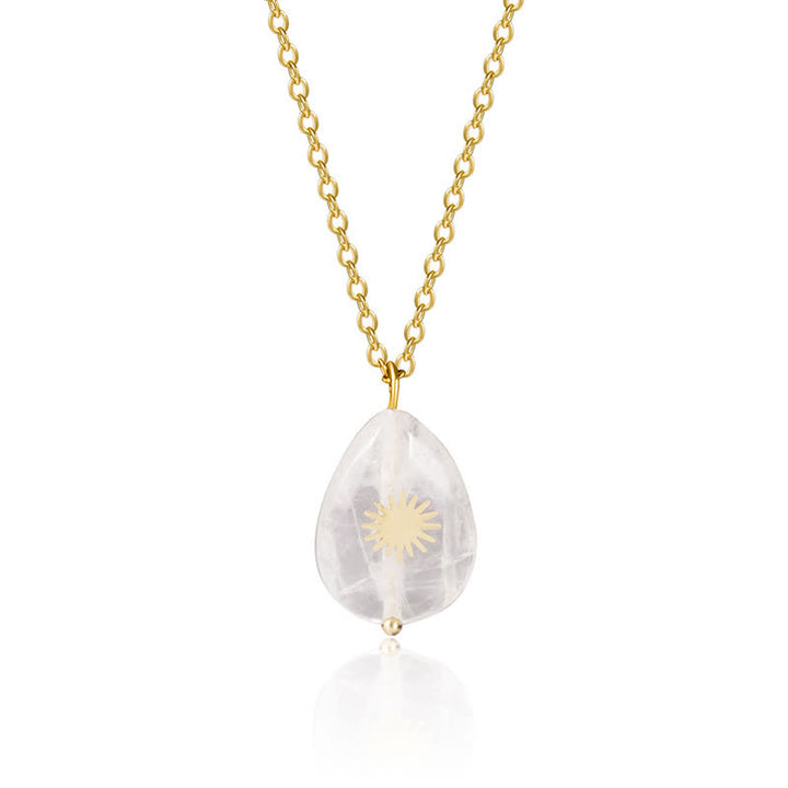 Collier de pierres précieuses de guérison en forme de goutte d'eau en hexagramme