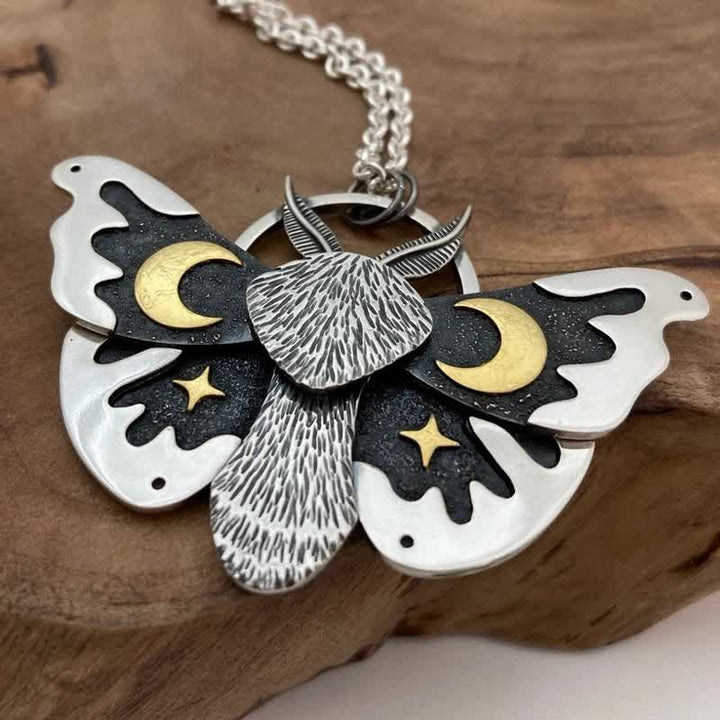 Collier vintage Olivenorma Bohemia en argent avec papillon de nuit