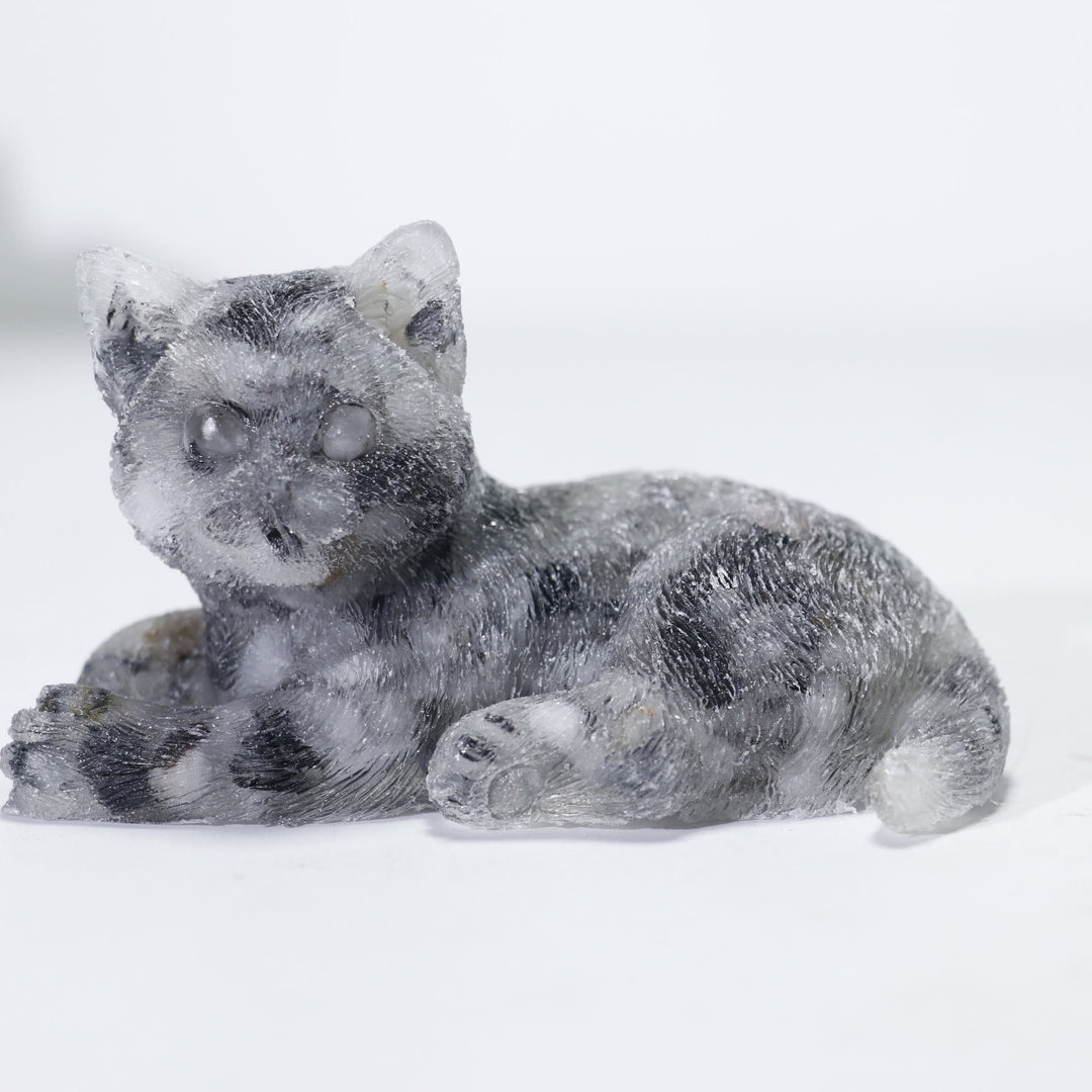 Ornement de chat en cristal naturel Olivenorma Décoration en pierres précieuses