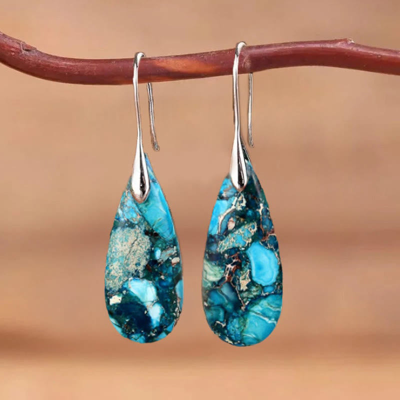 Boucles d'oreilles Olivenorma en forme de goutte avec pierre empereur