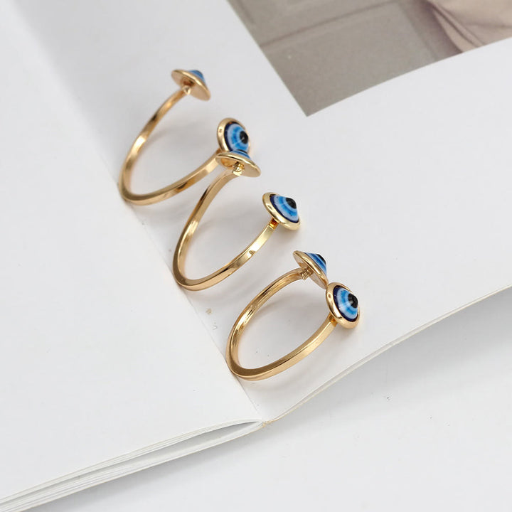 Bague Olivenorma en plaqué or avec zircon blanc et mauvais œil pour femme