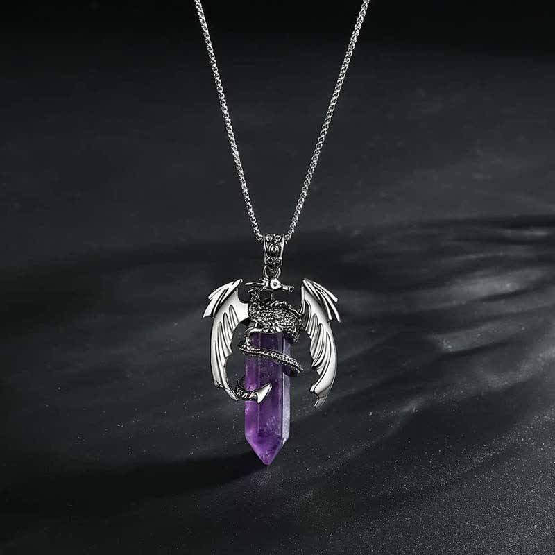 Collier Reiki en pierre de guérison en cristal de dragon vintage Olivenorma 