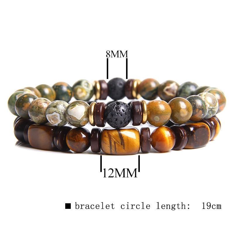Ensemble de bracelets en pierre d'œil de tigre turquoise africaine Olivenorma