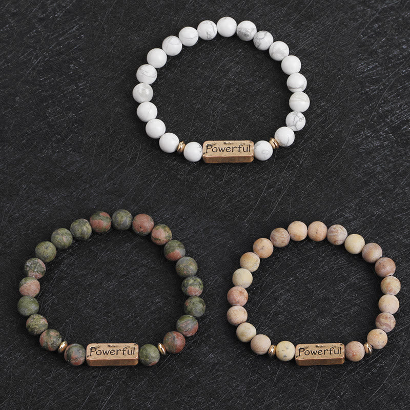 Bracelet de gravure puissant avec pierres précieuses naturelles Love Olivenorma 