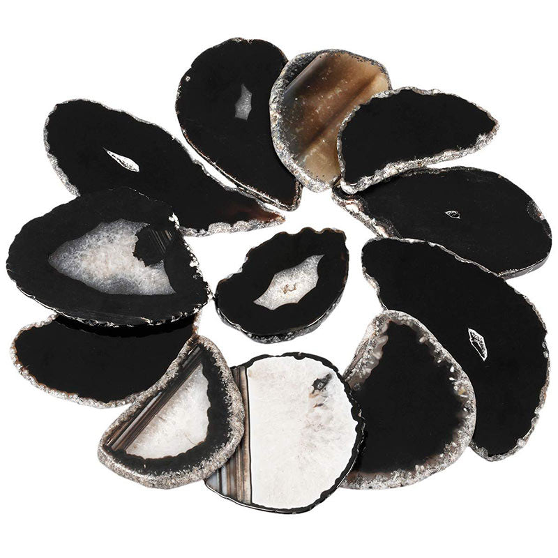 Décoration en pierres précieuses d'agate naturelle tranchée Olivenorma - Onyx noir - image 3
