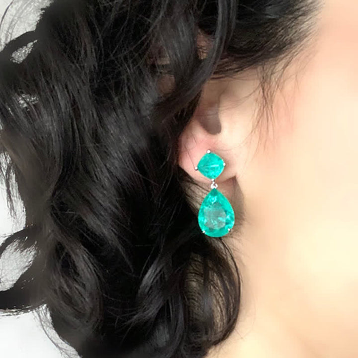 Boucles d'oreilles en forme de goutte d'eau avec tourmaline Paraiba