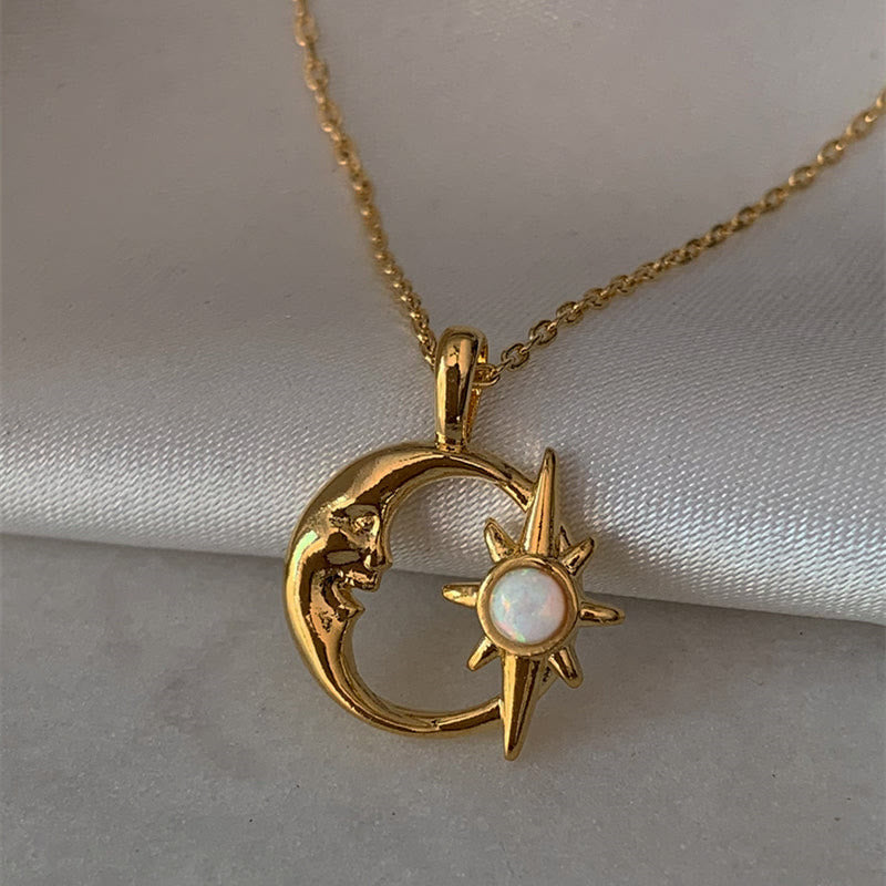Collier de clavicule en Olivenorma naturelle creuse avec étoile et lune 