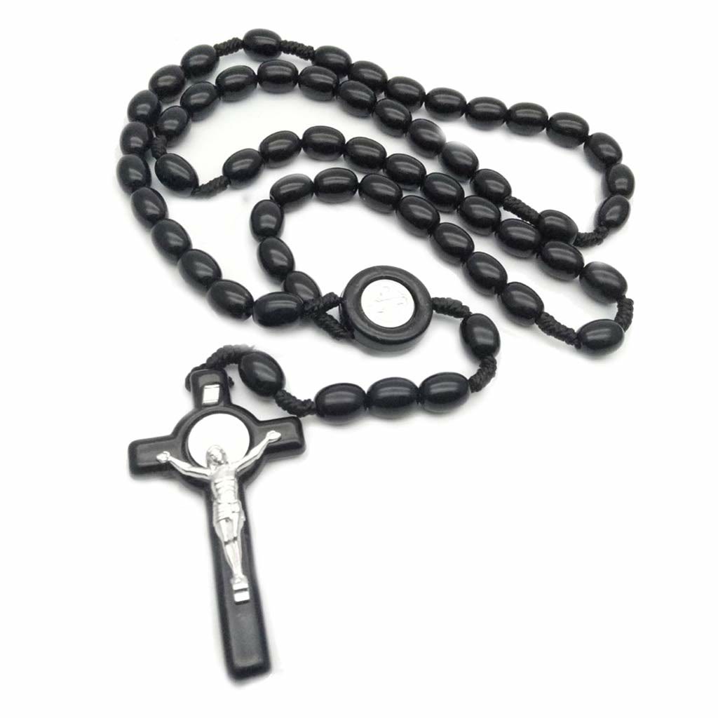 Collier chapelet et croix en perles de bois Olivenorma 