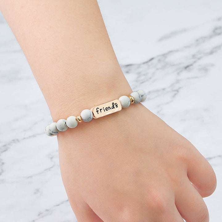 Ensemble de 3 bracelets gravés Olivenorma Natural Gemstone Best Friend Forever 