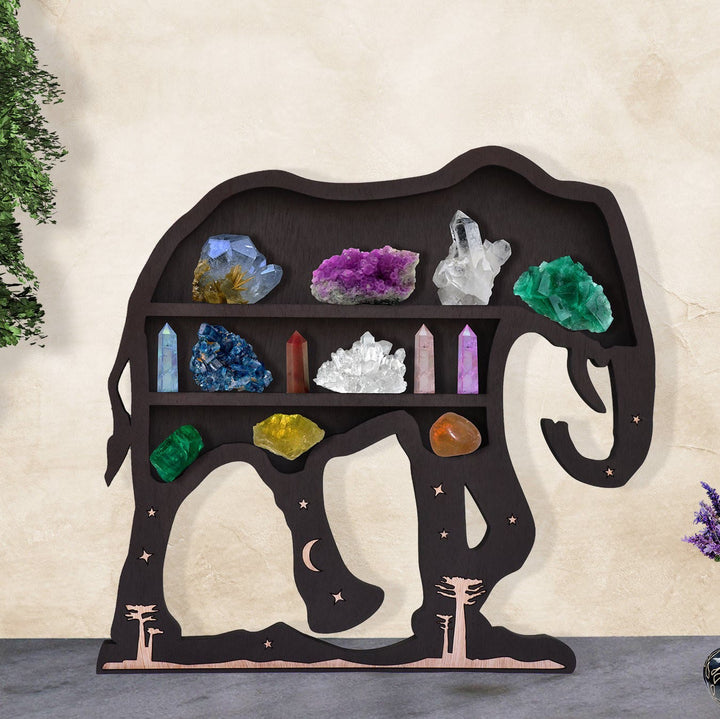 Étagère de présentation en cristal noir éléphant Olivenorma