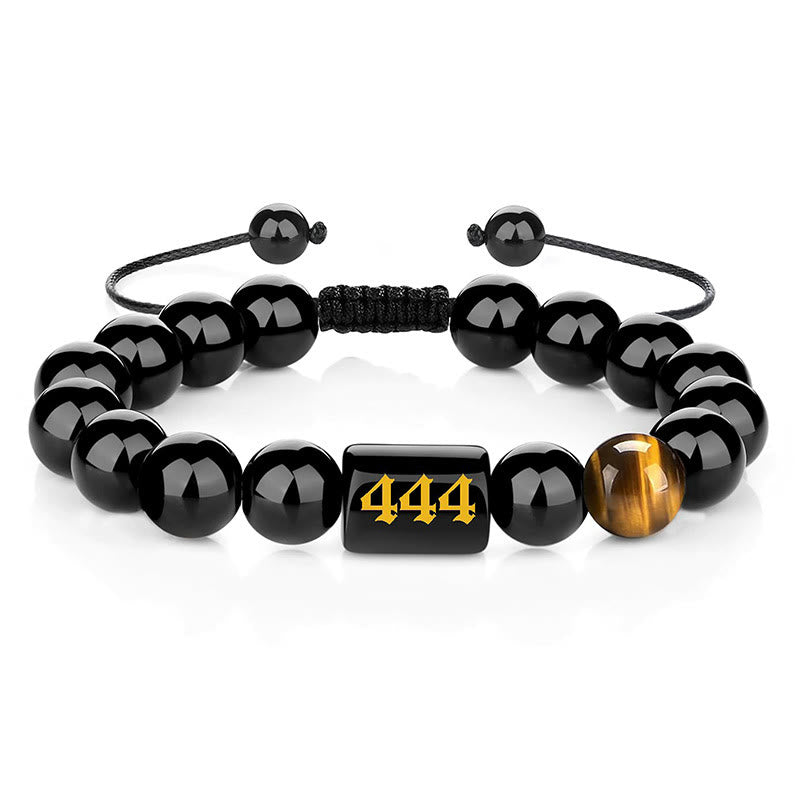 Bracelet Olivenorma en perles d'obsidienne de 10 mm avec numéro de mode 000-999 